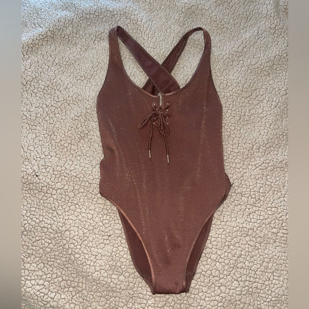 NWT Savage X Fenty truffle brown metallic bodysuit